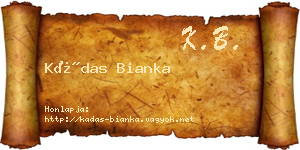 Kádas Bianka névjegykártya